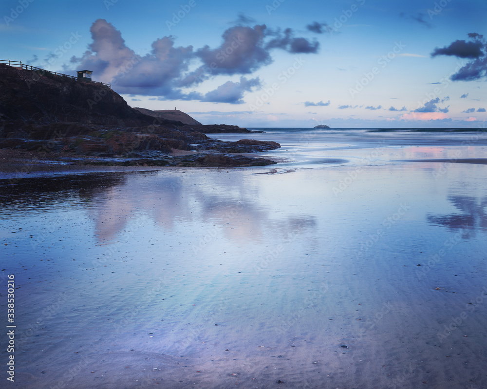 Calm sea at Polzeath, Cornwall, England Calm sea at Polzeath, Cornwall, England