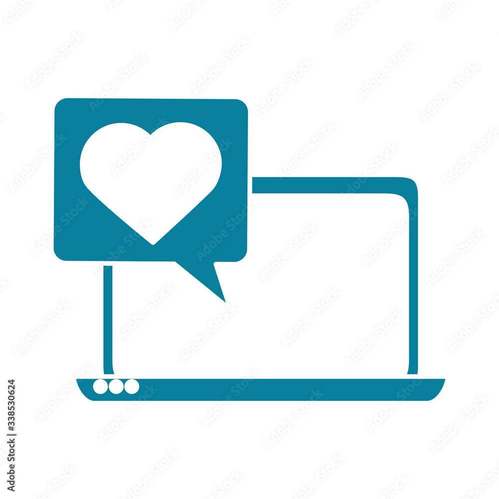 happy friendship day celebration laptop chatting love message silhouette style icon happy friendship day celebration laptop chatting love message silhouette style icon