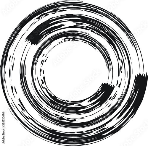 Circular texture. Distressed uneven grunge background. Abstract vector illustration. Overlay to create interesting effect and depth. Isolated on white background. EPS10.