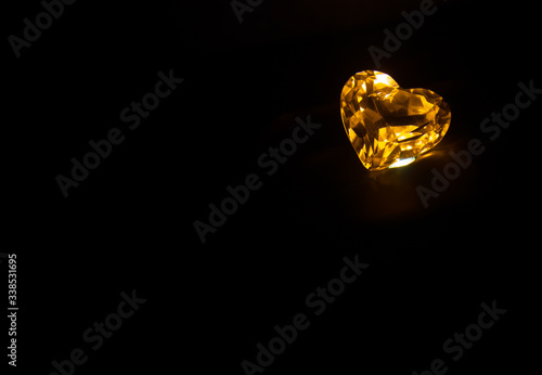 diamond on black background, heart decoration diamond on black background
