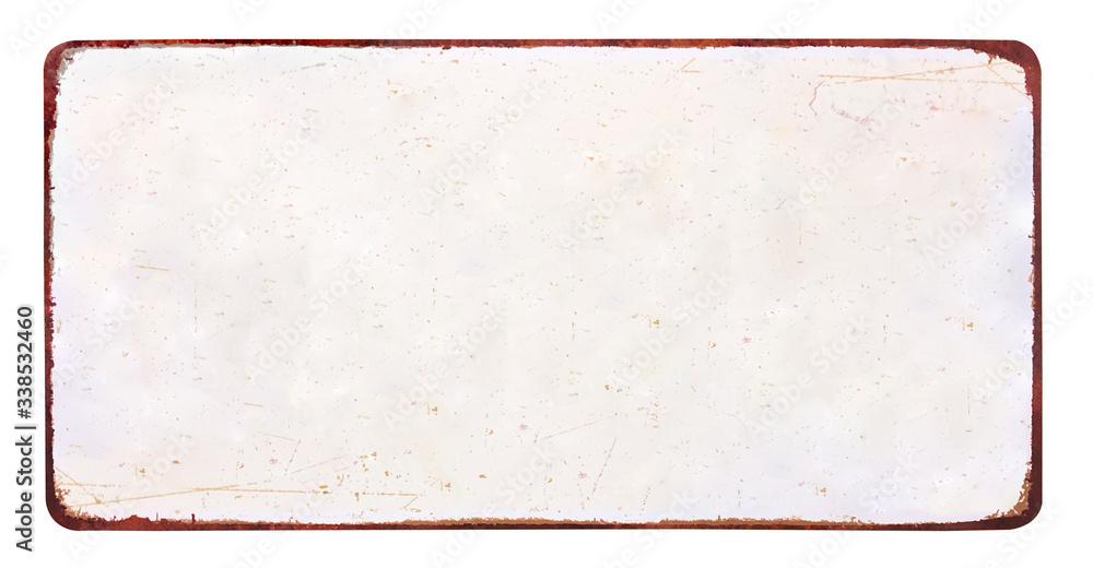White antique vintage enamel grunge metal sign or panel mockup, mock up