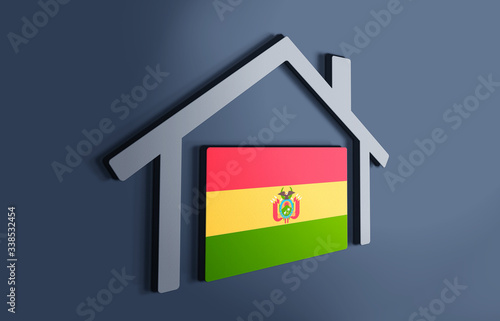 Bolivia is my home. 3D illustration that represents a house with the flag of the country inside, suggesting the love for the native country.