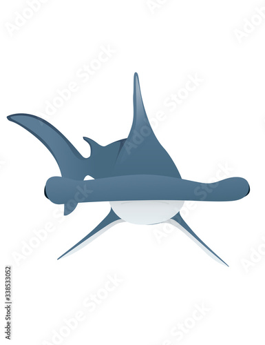 Hammerhead shark underwater giant animal simple cartoon character design flat vector illustration isolated on white background