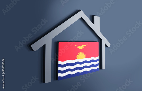 Kiribati is my home. 3D illustration that represents a house with the flag of the country inside, suggesting the love for the native country.