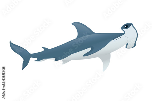 Hammerhead shark underwater giant animal simple cartoon character design flat vector illustration isolated on white background