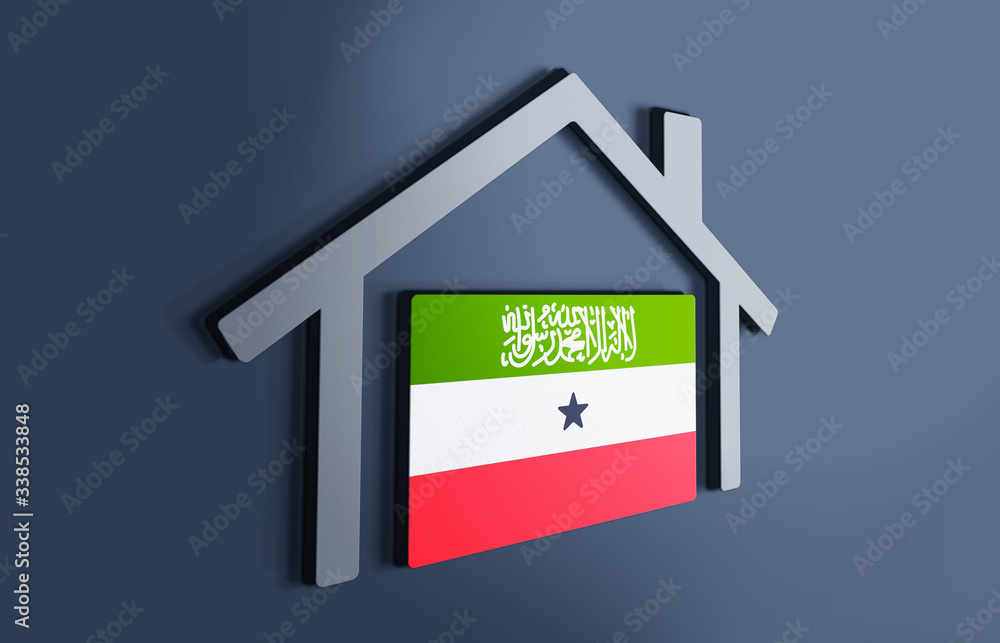 Somaliland is my home. 3D illustration that represents a house with the flag of the country inside, suggesting the love for the native country. Somaliland is my home. 3D illustration that represents a house with the flag of the country inside, suggesting the love for the native country.