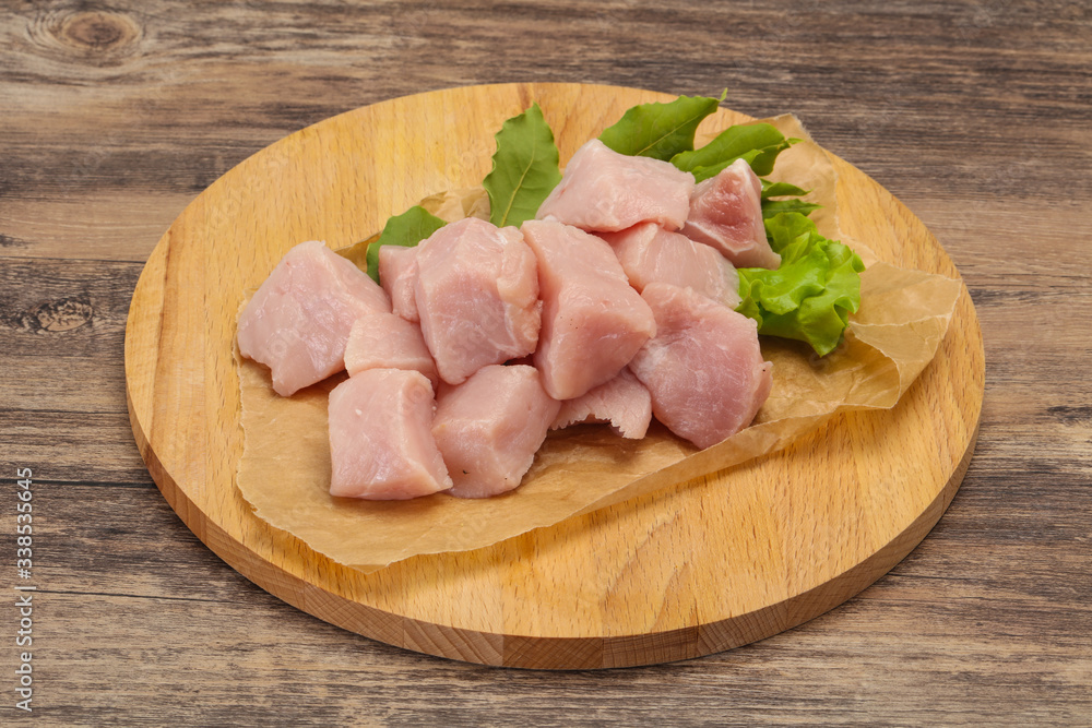 Raw fresh pork meat cube