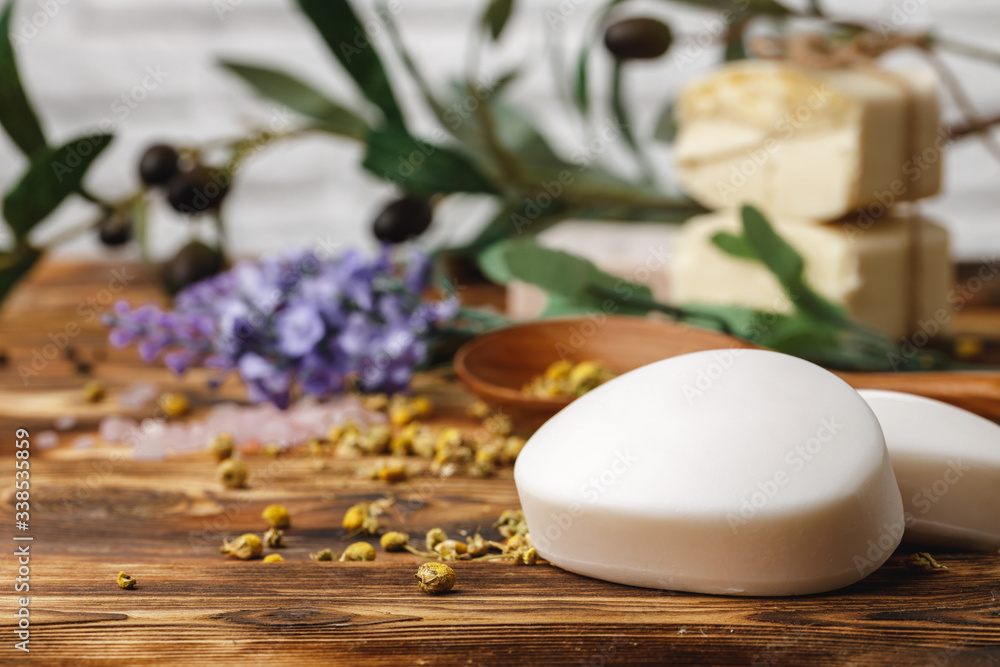 Natural handmade soap bars with flowers Natural handmade soap bars with flowers