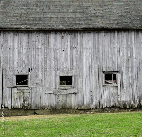 weathered wooden farm building 