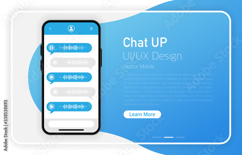 Chat up. Smartphone blank screen. Modern design. Device mockup. UI and UX design interface. Gradient background. Vector