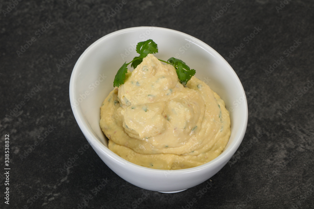 Hummus snack with olive oil Hummus snack with olive oil