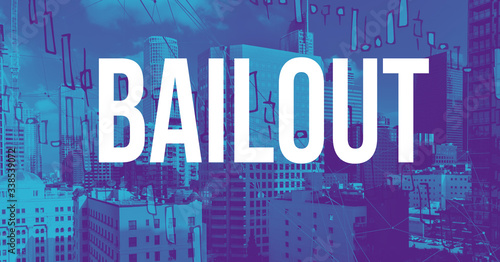 Bailout theme with downtown Los Angeles skycapers