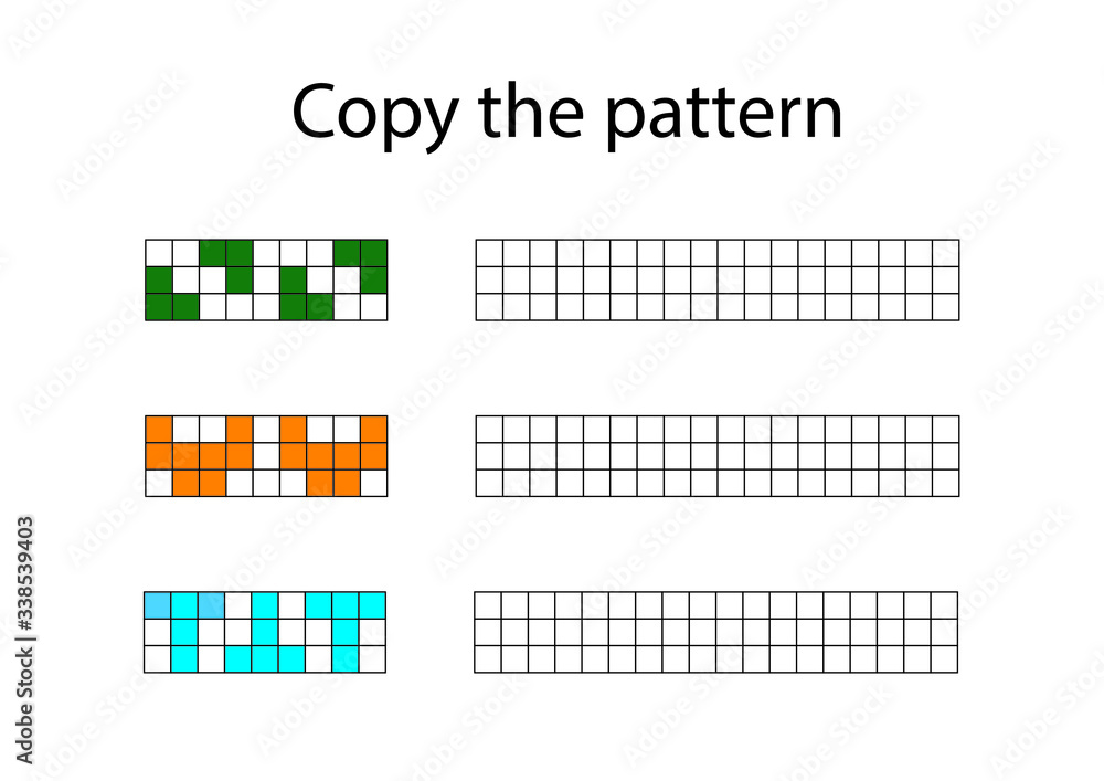 Copy the pattern - vector worksheet for children scaled for A4 print Copy the pattern - vector worksheet for children scaled for A4 print