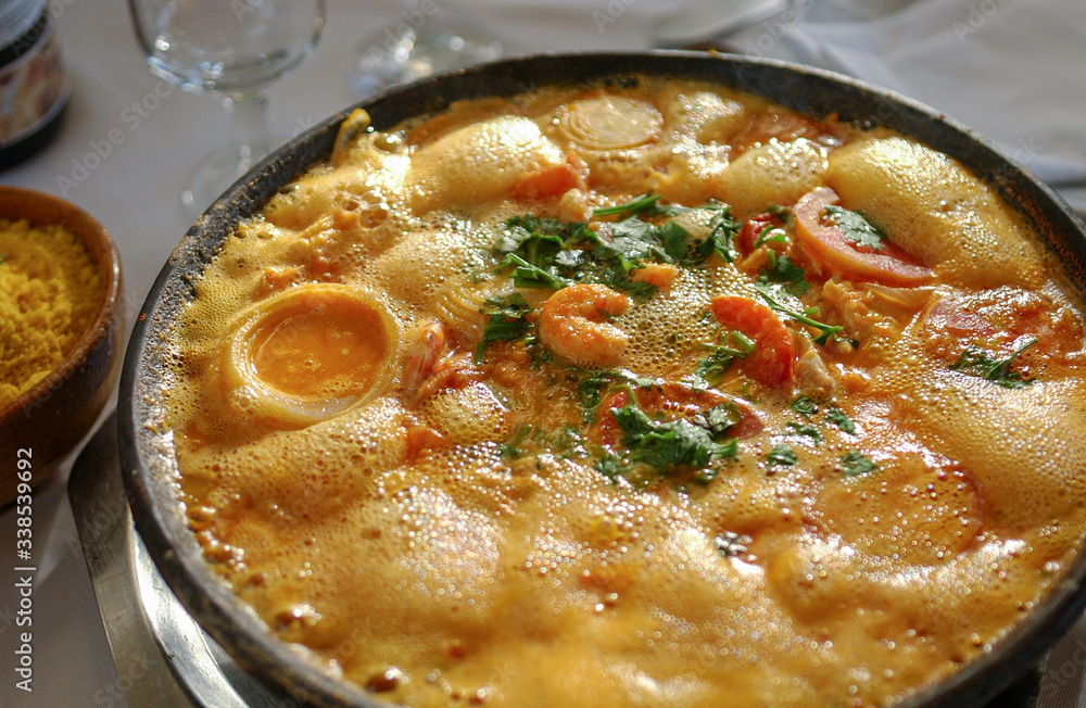 Gastronomy. Shrimp muqueca, delicious cuisine from northeastern Brazil Gastronomy. Shrimp muqueca, delicious cuisine from northeastern Brazil