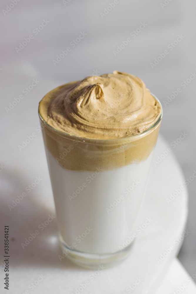 Dalgona Coffee, a trendy creamy whipped coffee. Dalgona Coffee, a trendy creamy whipped coffee.
