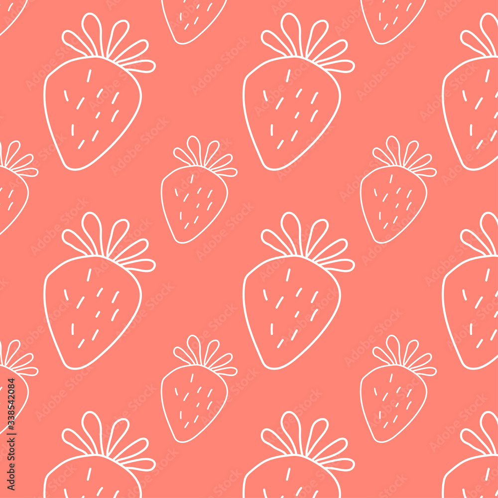 Cute hand drawn seamless pattern - Strawberry - vector Cute hand drawn seamless pattern - Strawberry - vector