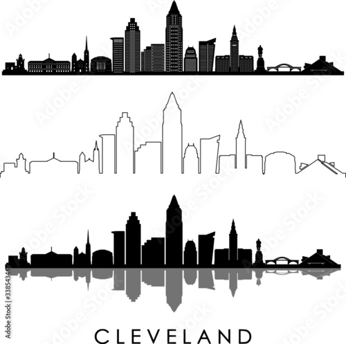 CLEVELAND OHIO City Skyline Silhouette Cityscape Vector