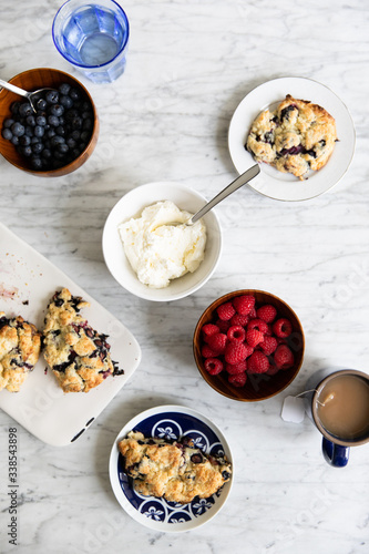 Summer time brunch with berries and scones