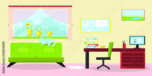 Interior of the living room and workplace at home