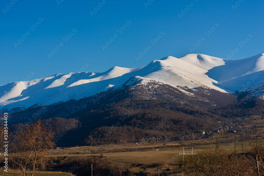 Spring landscape with snowy mountains, Armenia