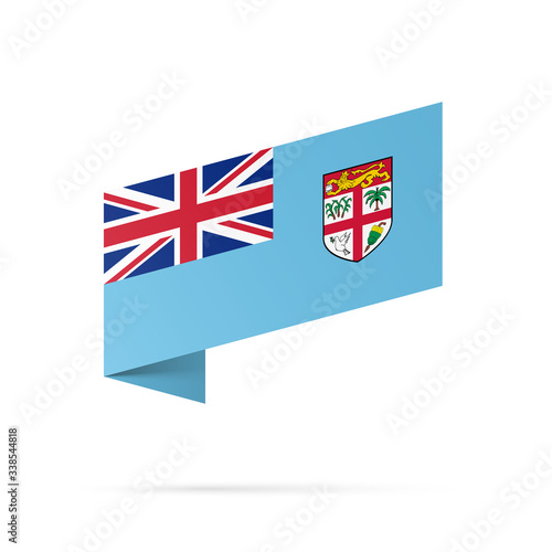Fiji flag state symbol isolated on background national banner. Greeting card National Independence Day of the republic of Fiji. Illustration banner with realistic state flag.