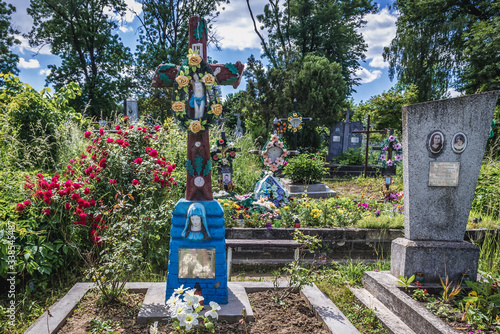 Graves of cemetery in Chortkiv, capital of Chortkiv district located in Ternopil province, Ukraine photo