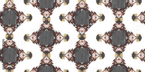 Drapery curves pagan tripe seamless pattern. Indian old surface background. Vector ornament.