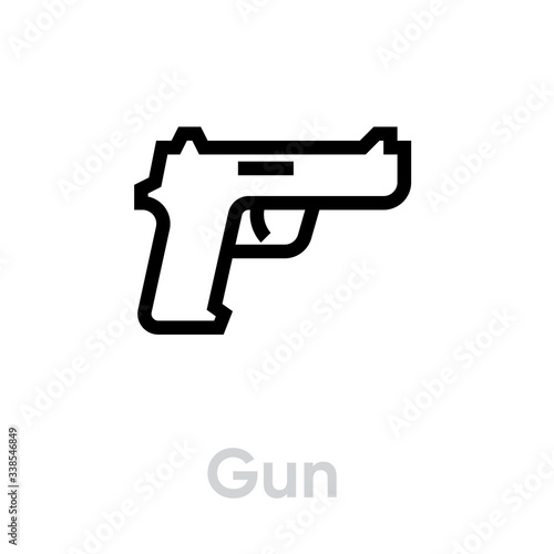 Gun icon. Editable Vector Outline.
