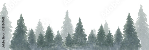 Watercolor Christmas trees. Abstract background for design.