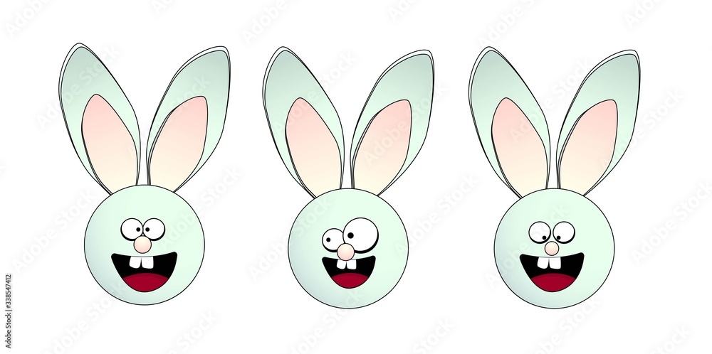 Obraz premium Funny rabbits. Easter bunny. Vector illustration on a white background..