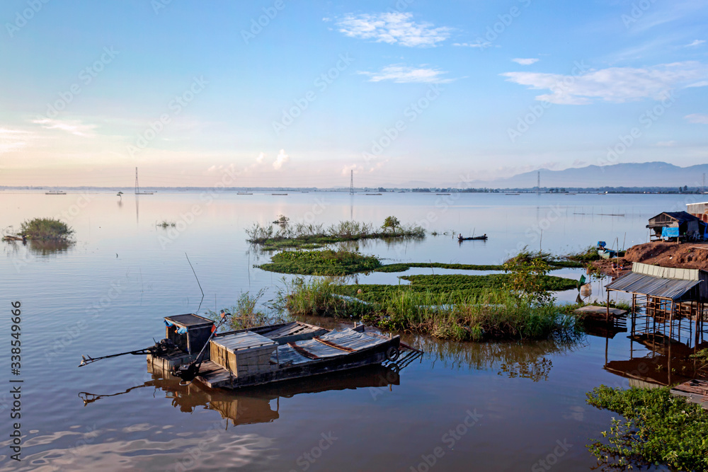 One morning on a flooded field in Tinh Bien, Vietnam