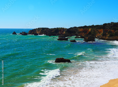 Landscape of the coast in Portimao, Algarve, Portugal photo