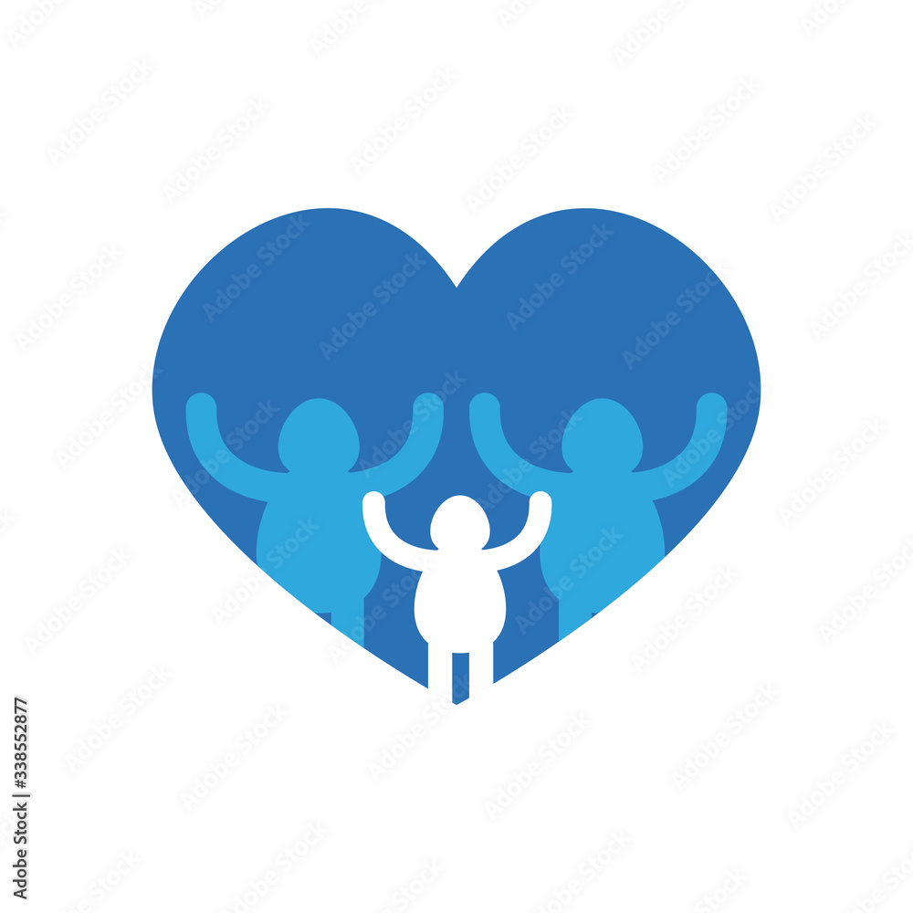 charity donations concept, heart with pictogram family icon, flat style charity donations concept, heart with pictogram family icon, flat style