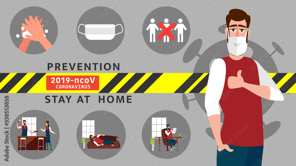 Fototapeta premium Corona virus 2019 Common signs of infection include respiratory symptoms and prevention infection spread include regular.Concept of health care and social concern