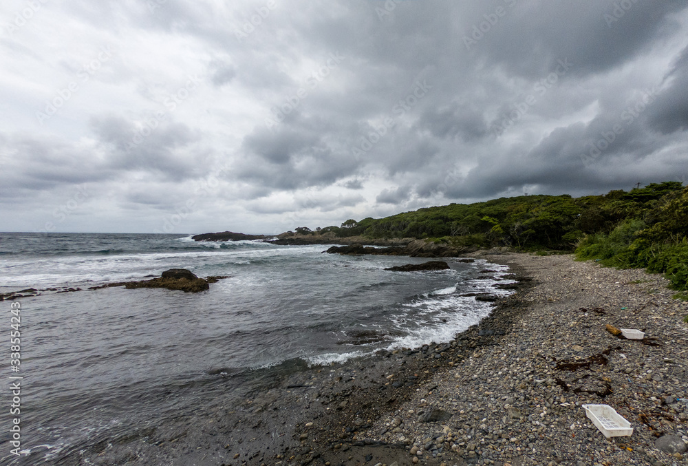 Desolate beach on the coast of Yakushima, Japan Desolate beach on the coast of Yakushima, Japan
