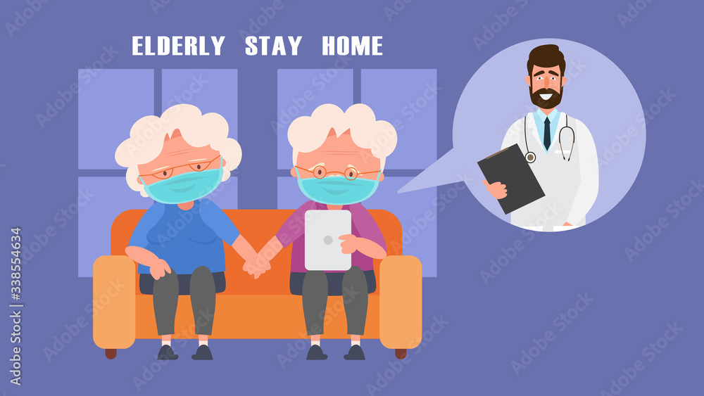 Stay at home concept crisis situation that we’re all experiencing around the world due to the coronavirus outbreak,Elderly couple Find medical information online contact with the doctor. Stay at home concept crisis situation that we’re all experiencing around the world due to the coronavirus outbreak,Elderly couple Find medical information online contact with the doctor.