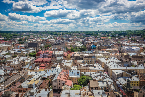 Old Town seen from a City Hall in Lviv, Ukraine