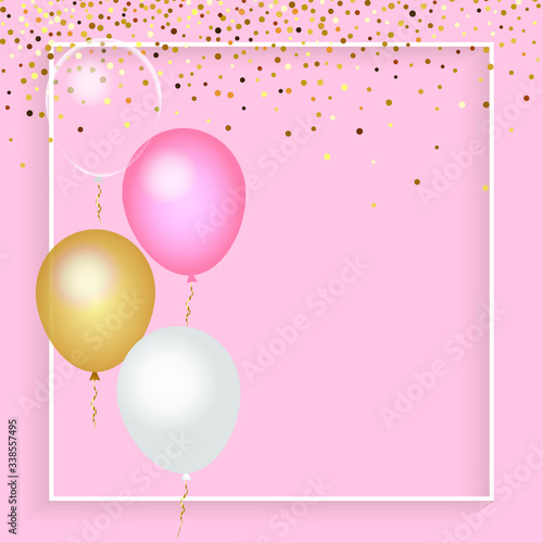 festive balloons and confetti, a gentle background for a greeting poster or card