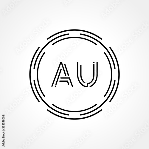 Initial AU Logo Creative Typography Vector Template. Digital Abstract Letter AU Logo Design