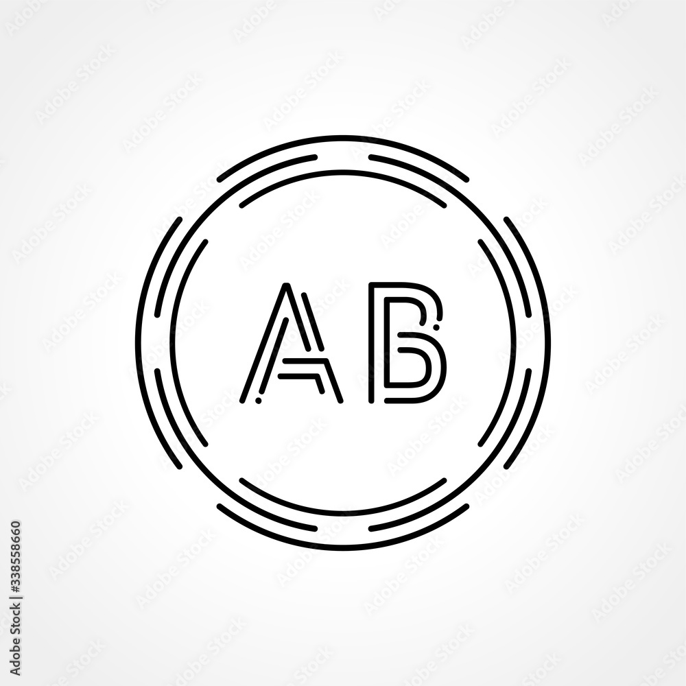 Initial AB Logo Creative Typography Vector Template. Digital Abstract Letter AB Logo Design