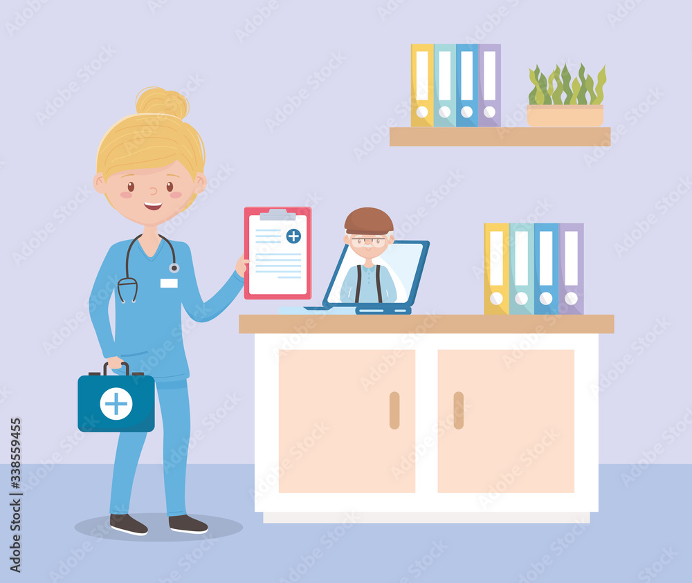 nurse with stethoscope and medical report online consultation grandpa, doctors and elderly people nurse with stethoscope and medical report online consultation grandpa, doctors and elderly people