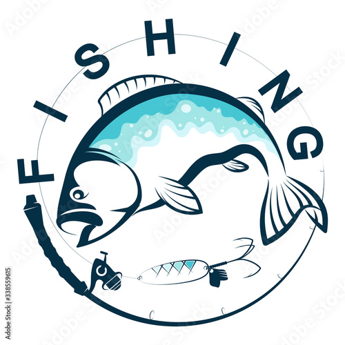 Silhouette for fishing fish caught on a hook