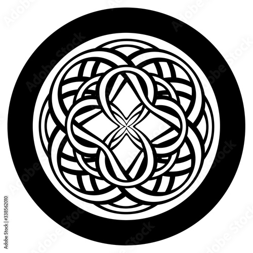 Abstract circle with entwined tracery in tribal celtic style