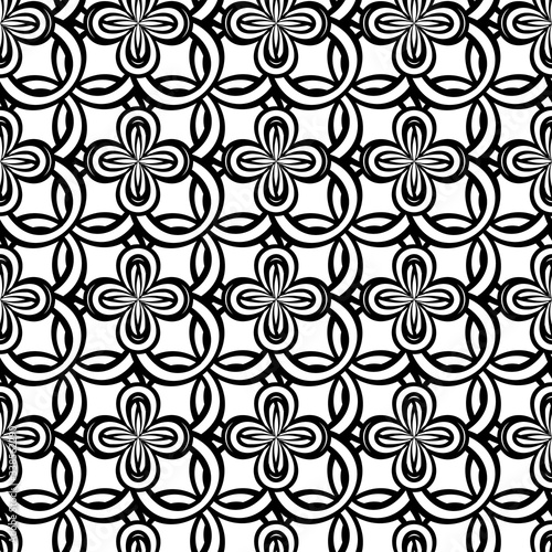 Monochrome seamless pattern with abstract flowers in celtic style