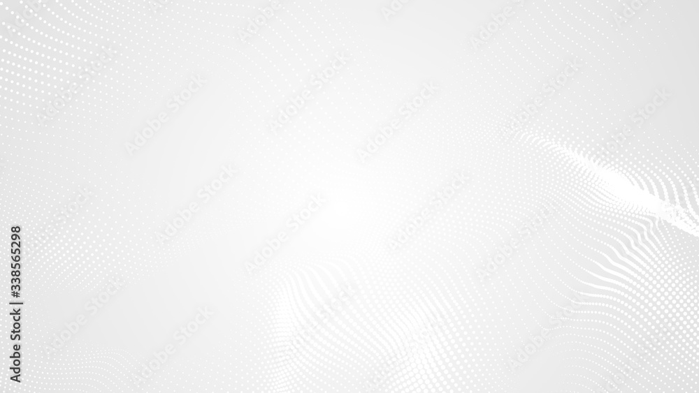Naklejka premium Dot white gray wave light technology texture background. Abstract big data digital concept. 3d rendering.