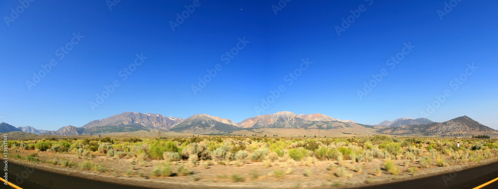 Sunny view of beautiful mountain peak around Inyo National Forest