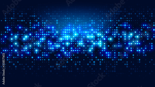 Dot blue pattern screen led light gradient texture background. Abstract  technology big data digital background. 3d rendering.