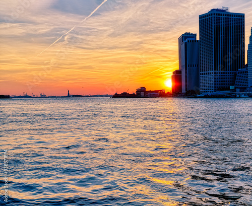 Slip 5 Battery Maritime Building BMB ferry terminal at South Ferry on the southern tip of Manhattan Island at sunset photo