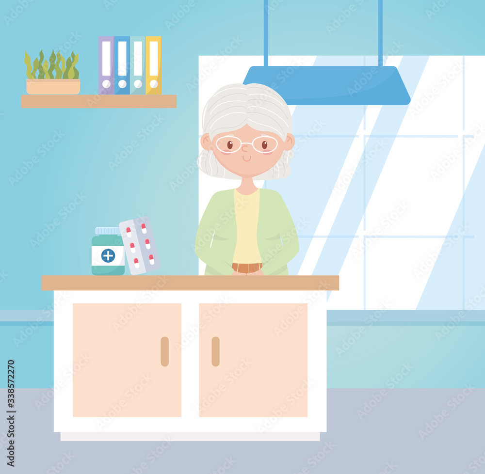 grandmother with prescription medicine, doctors and elderly people grandmother with prescription medicine, doctors and elderly people