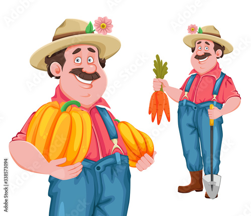 Cheerful farmer, set of two poses © vectorkif